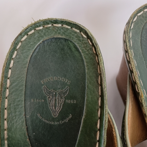 FRYE BOOTS Green Leather Casual Summer Sandals (#10) - Picture 4 of 6